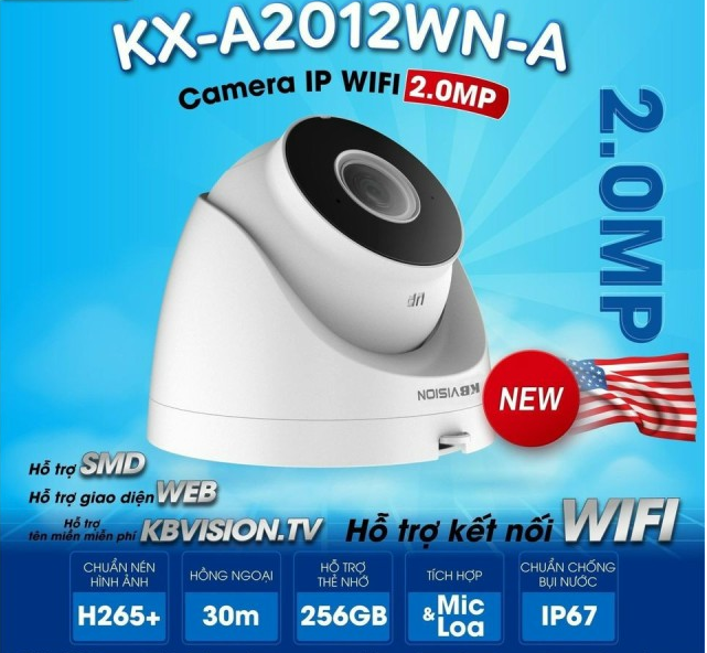 Camera IP WIFI KBvison độ phân giải 2MP KX-A2012WN-A